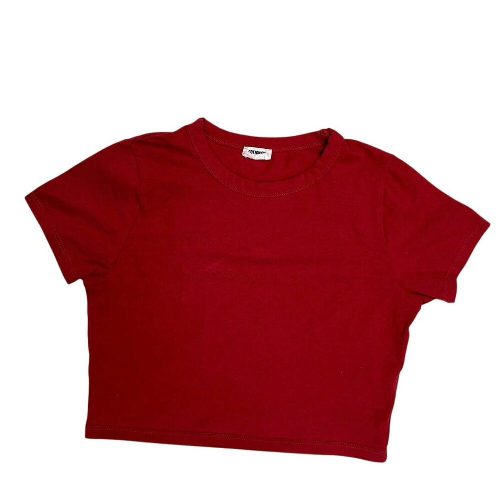 🍒 Cotton On Red Short Sleeve Crop Soft Minimalist Essential ❤️ Size M ✨